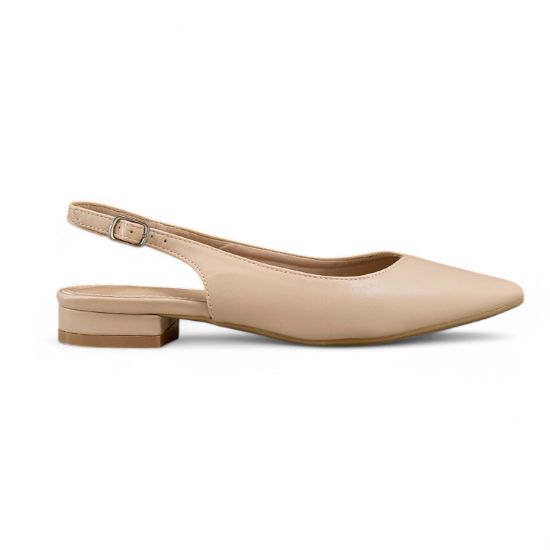 Εικόνα της Flat Μυτερά Εξώφτερνα Slingbacks σε Μπεζ Χρώμα