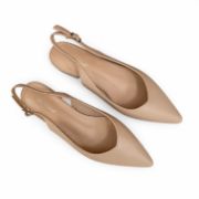 Εικόνα της Flat Μυτερά Εξώφτερνα Slingbacks σε Μπεζ Χρώμα