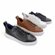 Εικόνα της Δερμάτινα Ανδρικά Sneakers με Λευκή Σόλα