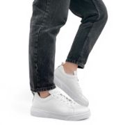 Εικόνα της Δερμάτινα Ανδρικά Sneakers με Λευκή Σόλα