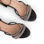 Εικόνα της Old Πέδιλο με γκλίτερ, λουράκια από στρας, λουράκι αστραγάλου και χοντρό τακούνι