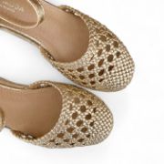 Εικόνα της Old Εσπαντρίγιες Πλατφόρμες με Πλεκτό Σχέδιο Χρυσό