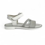 Εικόνα της Δερμάτινα παιδικά πέδιλα για κορίτσια με γκλίτερ και αυτοκόλλητο