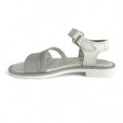 Εικόνα της Δερμάτινα παιδικά πέδιλα για κορίτσια με γκλίτερ και αυτοκόλλητο