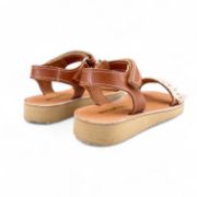 Εικόνα της Δερμάτινα παιδικά πέδιλα για κορίτσια με αυτοκόλλητο