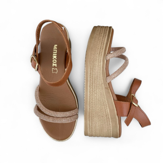 Εικόνα της Δερμάτινες Πλατφόρμες με Στρας Ταμπά