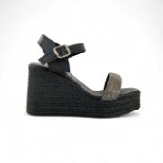 Εικόνα της Πλατφόρμα δερμάτινη ψηλή με φάσα από στρας