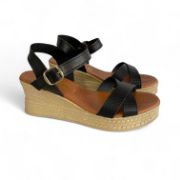 Εικόνα της Old Δερμάτινη πλατφόρμα με χιαστί λουράκια