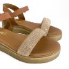 Εικόνα της Σανδάλια δερμάτινα flatform με φάσα από στρας