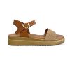 Εικόνα της Σανδάλια δερμάτινα flatform με ανάγλυφη suede φάσα