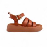 Εικόνα της Πέδιλο flatform με λουράκια και χρυσό κούμπωμα