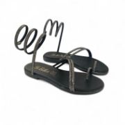 Εικόνα της Old Σανδάλια φλατ με λουράκια στρας και στρας ελατήριο 