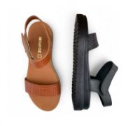 Εικόνα της Δερμάτινα Σανδάλια με Αυτοκόλλητο Κούμπωμα και Φάσα