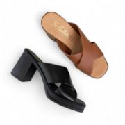 Εικόνα της Mule με χιαστί λουράκια και χοντρό τακούνι