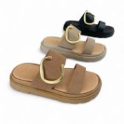 Εικόνα της Παντόφλες Flatforms Δίσολες με Διπλή Φάσα και Μεταλλικό Διακοσμητικό