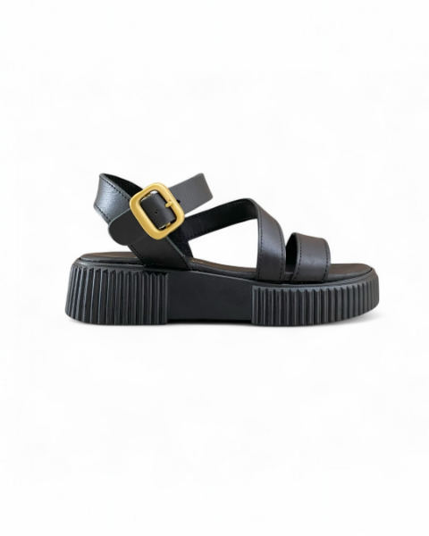 Picture of Δερμάτινα Σανδάλια Δίσολα Flatforms με Λοξό Λουρί