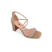 Εικόνα της Πέδιλα με Λεπτά Λουράκια από Στρας και Γκλίτερ και Χοντρό Τακούνι