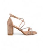 Εικόνα της Πέδιλα με Λεπτά Λουράκια από Στρας και Γκλίτερ και Χοντρό Τακούνι