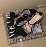 Εικόνα της Πέδιλα με Λεπτά Λουράκια από Στρας και Γκλίτερ και Χοντρό Τακούνι