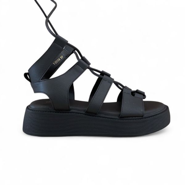 Εικόνα της Σανδάλια Δίσολα Flatform Gladiator με Κορδόνι