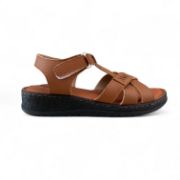 Εικόνα της Δερμάτινα Ανατομικά Πέδιλα με Αυτοκόλλητο Κούμπωμα