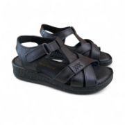 Εικόνα της Δερμάτινα Ανατομικά Πέδιλα με Αυτοκόλλητο Κούμπωμα