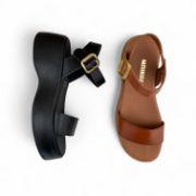 Εικόνα της Δερμάτινες Πλατφόρμες Flatforms με Φάσα