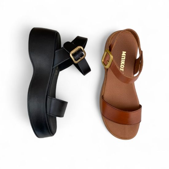 Εικόνα της Δερμάτινες Πλατφόρμες Flatforms με Φάσα