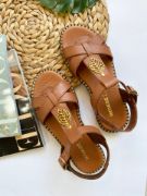 Εικόνα της Old Σανδάλια δερμάτινα με μεταλλικό φύλλο 