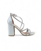 Εικόνα της Πέδιλα με Λεπτά Λουράκια από Στρας και Χοντρό Τακούνι 