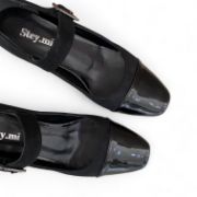 Εικόνα της Γόβες Καστόρ και Λουστρίνι με Μπαρέτα και Χοντρό Τακούνι Μαύρες 