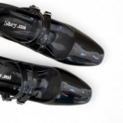 Εικόνα της Γόβες Μαύρες Λουστρίνι με Διπλή Μπαρέτα