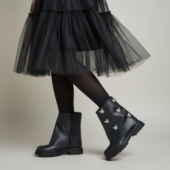 Εικόνα της Παιδικά μποτάκια με πεταλούδες και στρας για κορίτσια