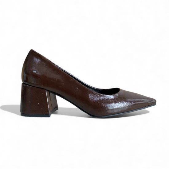 Εικόνα της Γόβες Μυτερές Βινύλ με Χοντρό Τακούνι