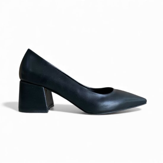 Εικόνα της Γόβες Μυτερές Μαύρες με Χοντρό Τακούνι