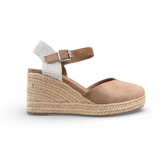 Εικόνα της Εσπαντρίγιες Πλατφόρμες με Μπαρέτα Suede Σκούρο Μπεζ