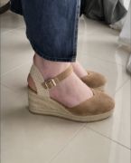 Εικόνα της Εσπαντρίγιες Πλατφόρμες με Μπαρέτα Suede Σκούρο Μπεζ