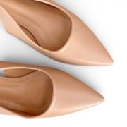 Εικόνα της Γόβες μυτερές εξώφτερνές slingback με χαμηλό λεπτό τακούνι Μπεζ