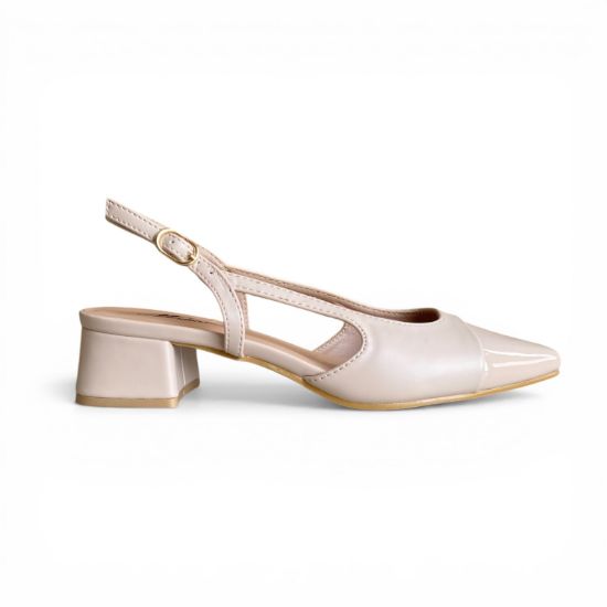 Εικόνα της Γόβες Εξώφτερνες Slingbacks με Χαμηλό Τακούνι Μπεζ