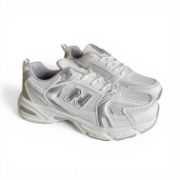 Εικόνα της Sneakers Unisex με Ύφασμα Δύχτι και Δερματίνη Λευκό