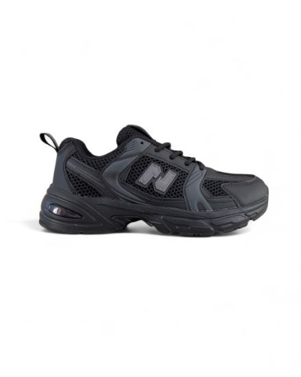 Εικόνα της Sneakers Unisex με Ύφασμα Δύχτι και Δερματίνη Μαύρο