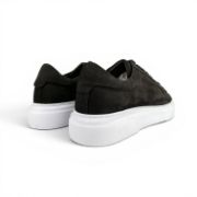 Εικόνα της Ανδρικά Δερμάτινα Sneakers Nubuck με Λευκή Σόλα Μαύρο