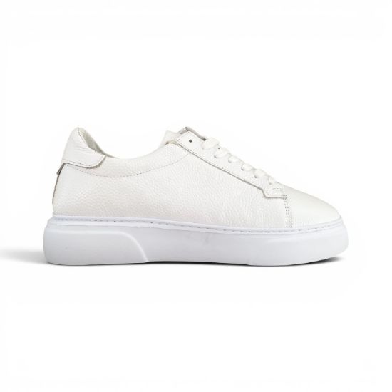 Εικόνα της Ανδρικά Δερμάτινα Sneakers με Λευκή Σόλα Λευκό