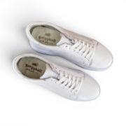 Εικόνα της Ανδρικά Δερμάτινα Sneakers με Λευκή Σόλα Λευκό