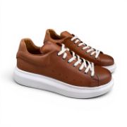 Εικόνα της Ανδρικά Δερμάτινα Sneakers με Λευκή Σόλα Ταμπά