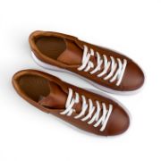 Εικόνα της Ανδρικά Δερμάτινα Sneakers με Λευκή Σόλα Ταμπά