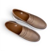 Εικόνα της Ανδρικά Δερμάτινα Loafers Ανατομικά με Λευκή Σόλα Πούρο