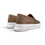 Εικόνα της Ανδρικά Δερμάτινα Loafers Ανατομικά με Λευκή Σόλα Πούρο