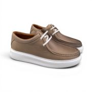 Εικόνα της Ανδρικά Δερμάτινα Loafers με Κορδόνι Ανατομικά με Λευκή Σόλα Πούρο