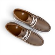 Εικόνα της Ανδρικά Δερμάτινα Loafers με Κορδόνι Ανατομικά με Λευκή Σόλα Πούρο